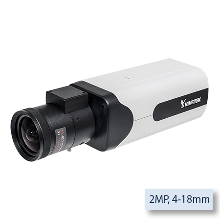 VIVOTEK IP816A-HP 2MP Day/Night Fixed Box IP Network Camera, Vari-focal 4-18mm Lens, Remote Back Focus, Video Rotation, PoE